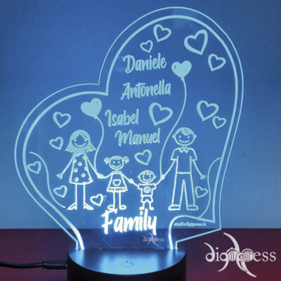 Lampada Led Famiglia cuore
